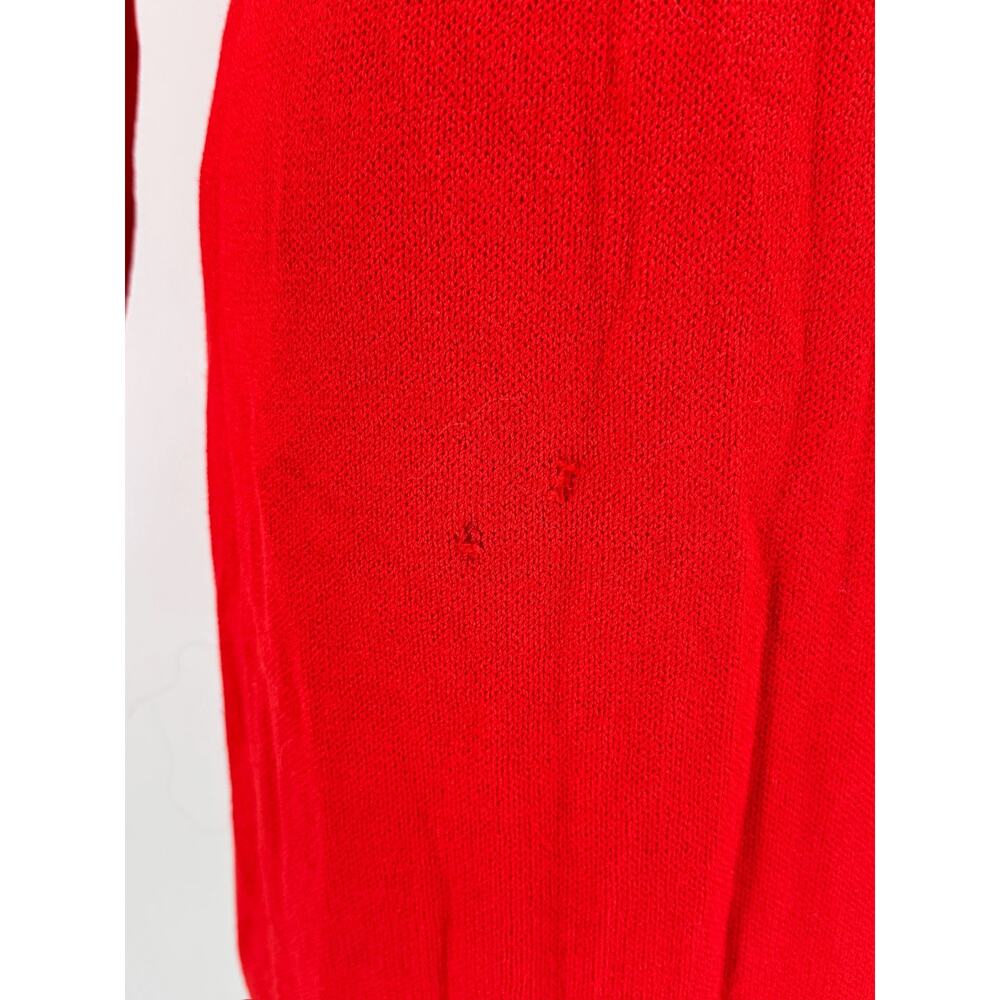 Vintage 80's St. John Red Santana Knit Collared Long Sleeve Dress Sz 10 - Picture 5 of 8
